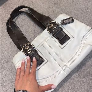 Coach white & brown leather purse